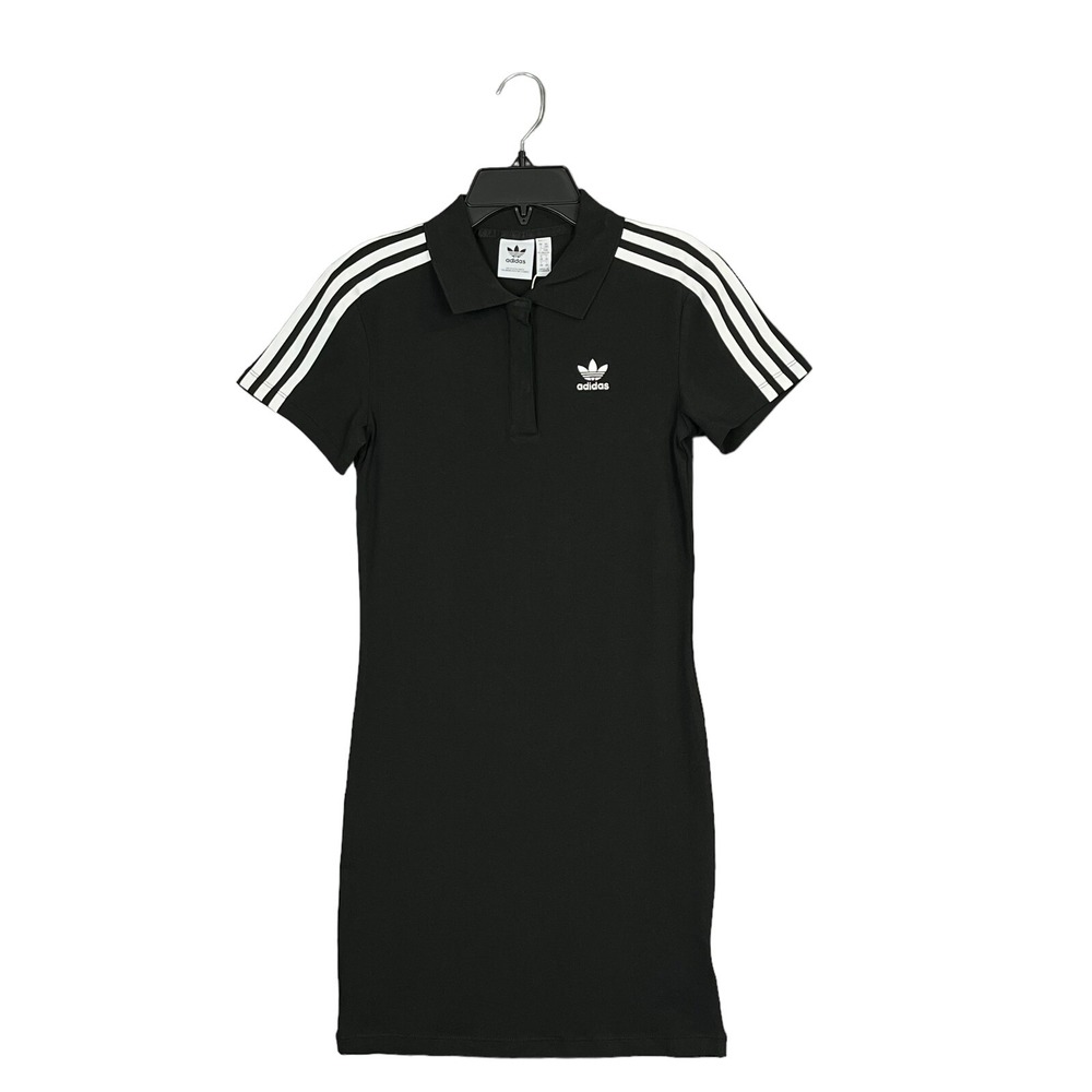 Adidas Women's Sporty Tee Dress Size XXS 00 Black-White Stretch Classic Slim Fit